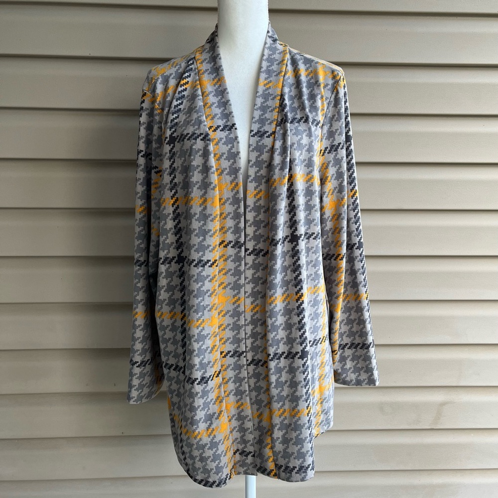 •Denim & Co.• Printed Brushed Heavenly Jersey Open Front Cardigan - Size XL
